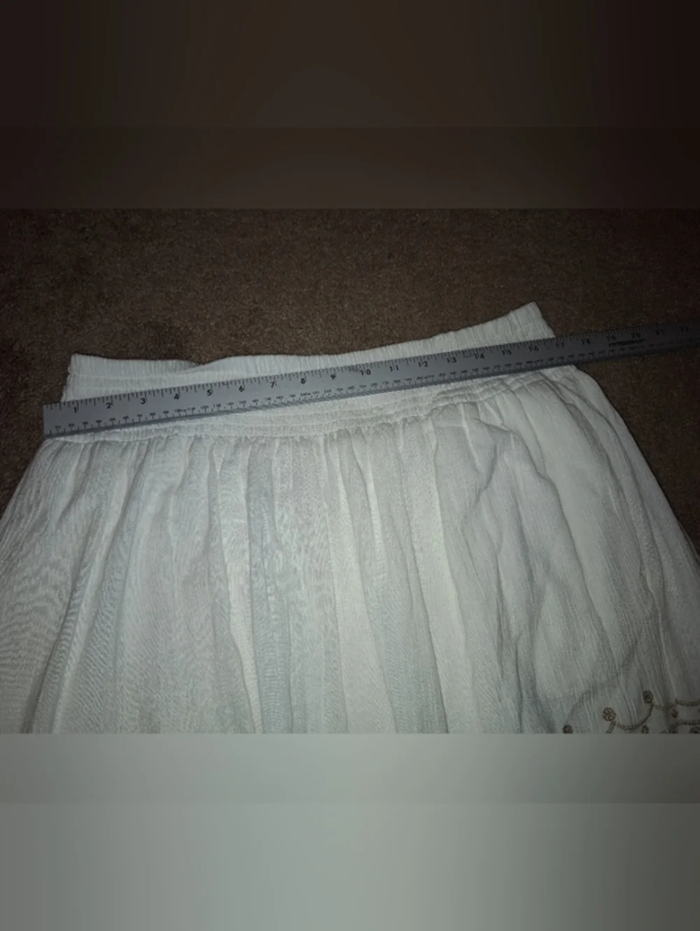 J. Jill White A-Line Skirt with Gold Embroidered Trim / Medium